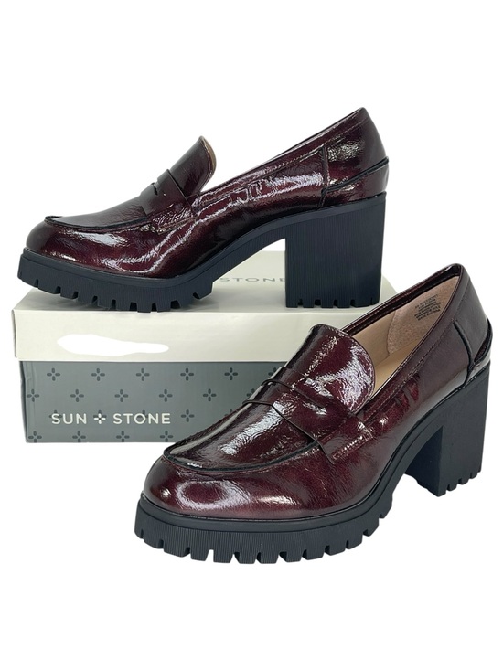 Sun + Stone Shoes - Sun + Stone Presscott Wine Patent Leather Lug Sole Womens Penny Loafers Size 11M